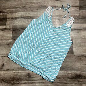 Torrid Sleeveless Scoop Neck Chevron Stripe Tank Top Blue NWT Size 2X